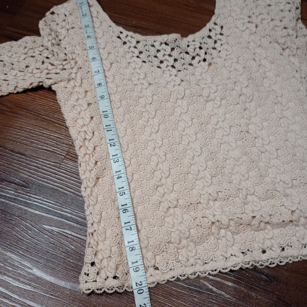 Free people coastal boho indie sleaze flare sleeve crochet top